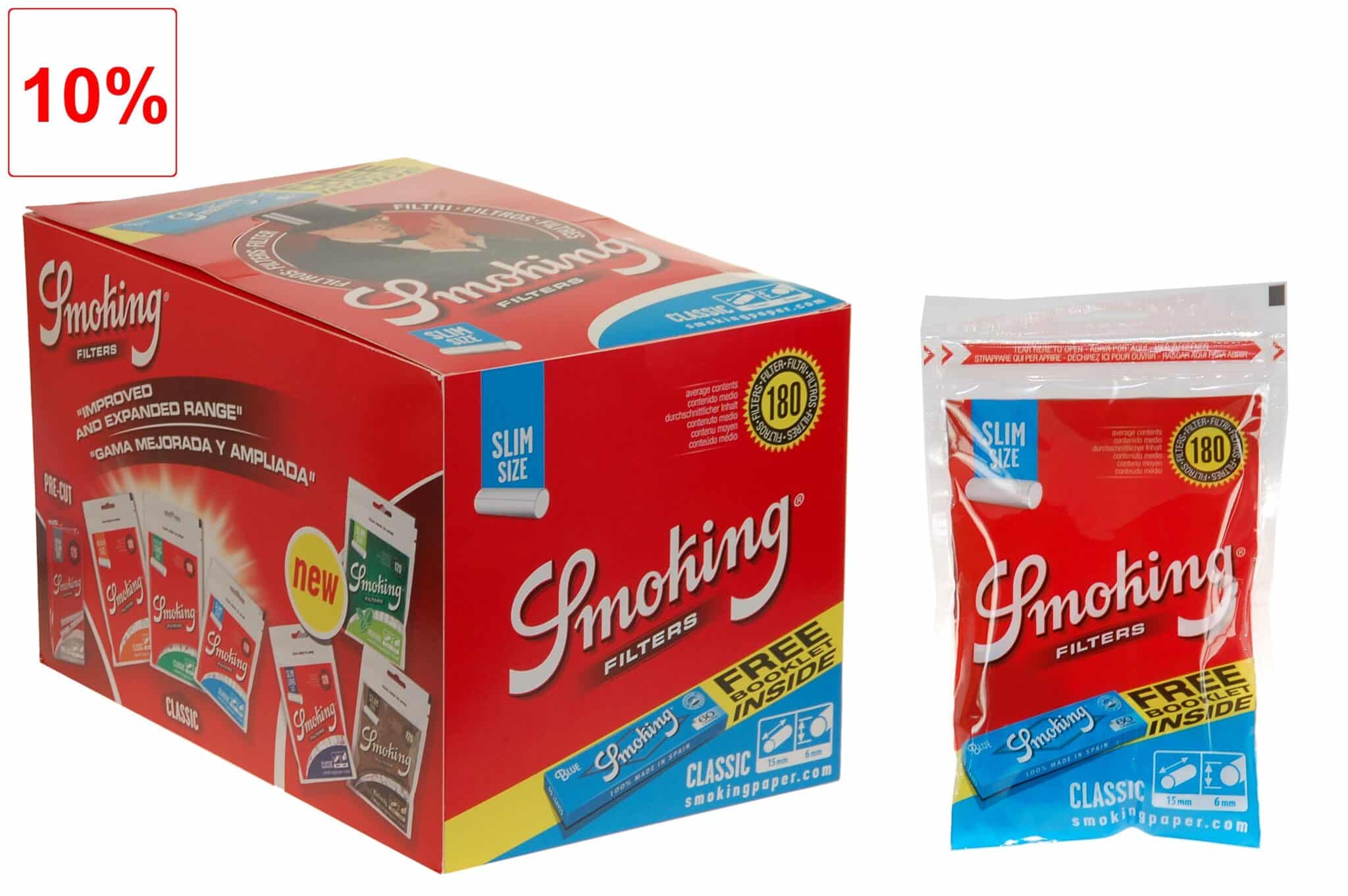 Filtri Fumo Slim Marrone 6mm - Confezione Da 10 Bustine (120 Filtri Totali) - Marca SMOKING